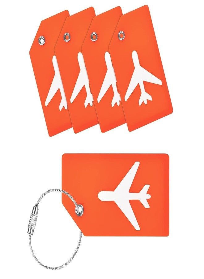SNDIA Pack of 5 Luggage Tags, Silicon Luggage Tags with Steel Loop Travel Bag Tag (Orange) - Image 1